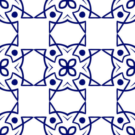 Dark blue luxury background seamless with ornamental pattern on whiteのイラスト素材