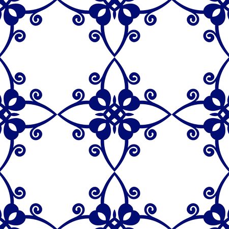 Dark blue luxury background seamless with ornamental pattern on whiteのイラスト素材