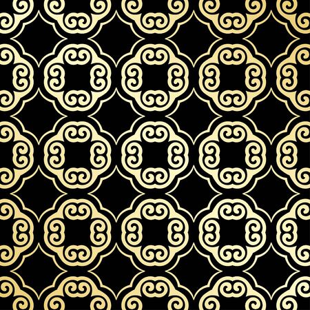 Ornamental wallpaper, vector luxury background. Vintage floral pattern on black with golden gradient.のイラスト素材