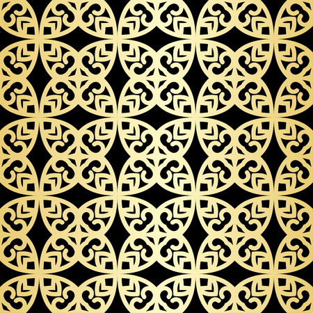 Ornamental wallpaper, vector luxury background. Vintage floral pattern on black with golden gradient.のイラスト素材
