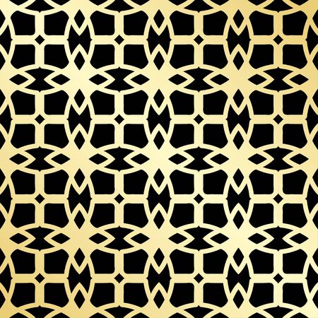Ornamental wallpaper, vector luxury background. Vintage floral pattern on black with golden gradient.のイラスト素材