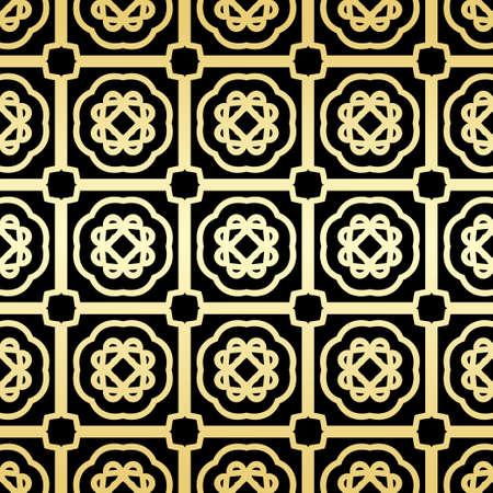 Ornamental wallpaper, vector luxury background. Vintage floral pattern on black with golden gradient.のイラスト素材