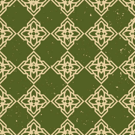 Ornamental grunge vintage textured green background. Scratched old seamlessのイラスト素材