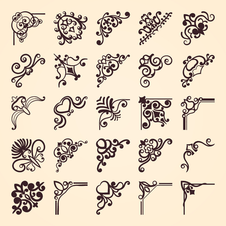 Vintage ornamental corner elements. Template for designのイラスト素材