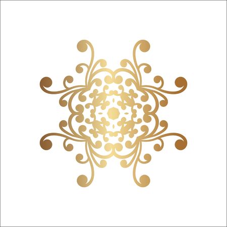 Luxury ornamental logotype. Gold logo, flower geometrical stylize . Simple geometric sign.のイラスト素材