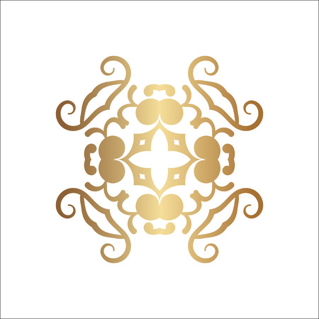Luxury ornamental logotype. Gold logo, flower geometrical stylize . Simple geometric sign.のイラスト素材