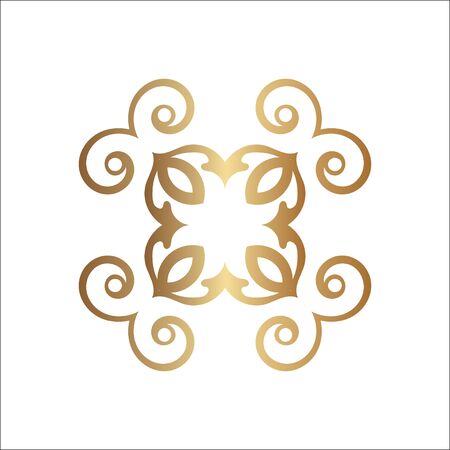 Luxury ornamental logotype. Gold logo, flower geometrical stylize . Simple geometric sign.のイラスト素材