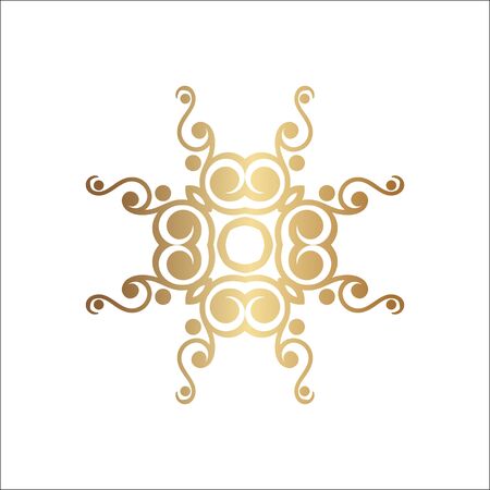 Luxury ornamental logotype. Gold logo, flower geometrical stylize . Simple geometric sign.のイラスト素材