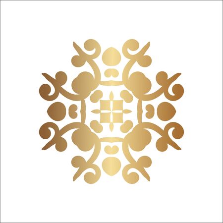 Luxury ornamental logotype. Gold logo, flower geometrical stylize . Simple geometric sign.のイラスト素材