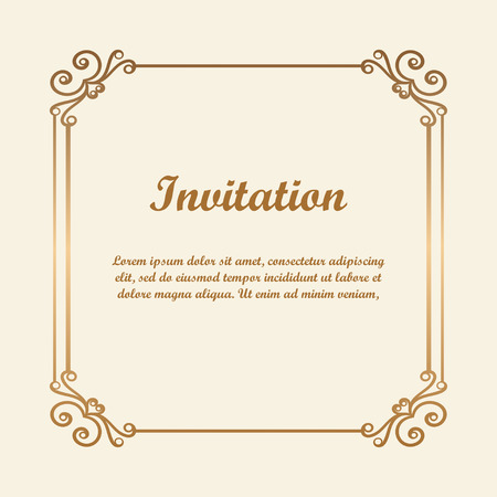 Vector decorative element for design. Frame template with place for text. Fine floral ornamental border. Lace decor. Elegant art for birthday and greeting card, wedding invitation. Ornate corners.のイラスト素材