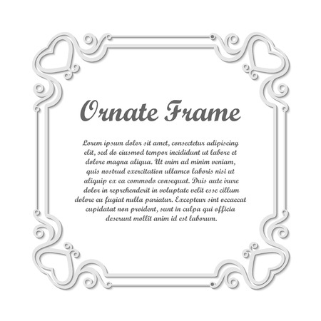 Vector decorative element for design. Frame template with place for text. Fine floral ornamental border. Lace decor. Elegant art for birthday and greeting card, wedding invitation. Ornate corners.のイラスト素材