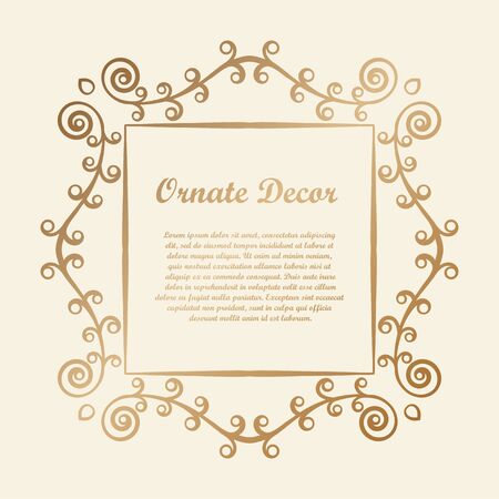 Vector decorative element for design. Frame template with place for text. Fine floral border. Lace decor. Elegant art for birthday and greeting card, wedding invitation.のイラスト素材