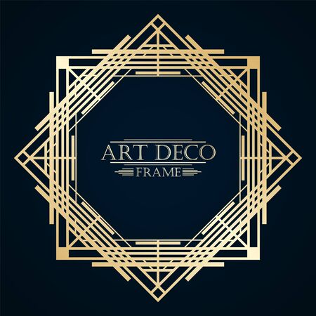 Vintage retro art deco frame with text and golden gradient. Template for design. Vector illustration eps 10のイラスト素材