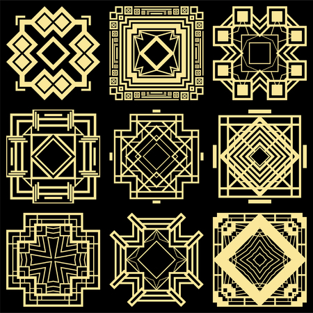 Art deco ornamental elements set. Template for design. Vector illustration eps10のイラスト素材