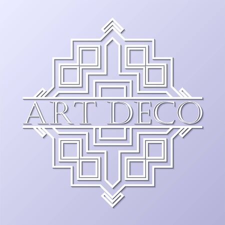 Vintage retro white art deco frame with text on grey blue background. Template for design.のイラスト素材