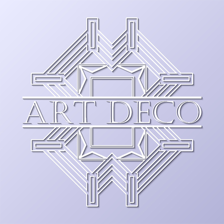 Vintage retro white art deco frame with text on grey blue background. Template for design. Vector illustration eps10のイラスト素材