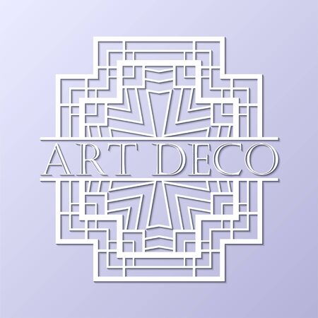 Vintage retro white art deco frame with text on grey blue background. Template for design. Vector illustration eps10のイラスト素材