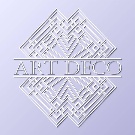 Vintage retro white art deco frame with text on grey blue background. Template for design. Vector illustration eps10のイラスト素材