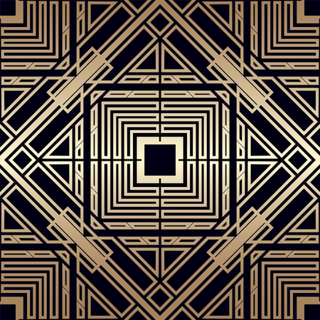 Golden art deco ornamental . Template for design. illustrationのイラスト素材