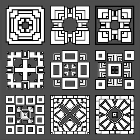 Art deco black and white ornamental elements set. Template for design. Vector illustration eps10のイラスト素材