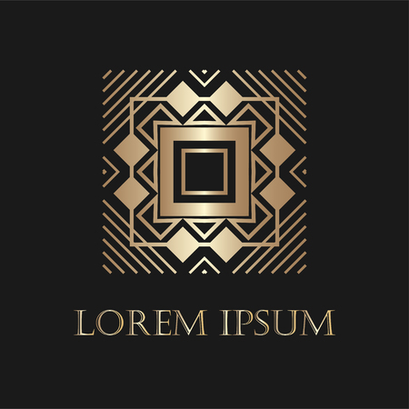 Art deco golden ornamental logo. Template for design. Vector illustration eps10のイラスト素材