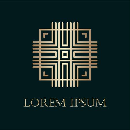Art deco golden ornamental logo. Template for design. Vector illustration eps10のイラスト素材