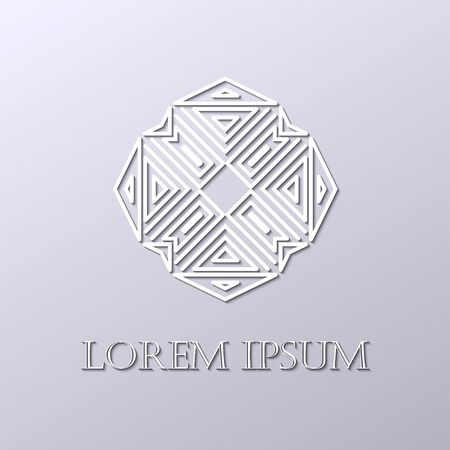 Art deco white ornamental logo. Template for design. Vector illustration eps10のイラスト素材