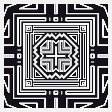 Black and white art deco ornamental background. Template for design. Vector illustration