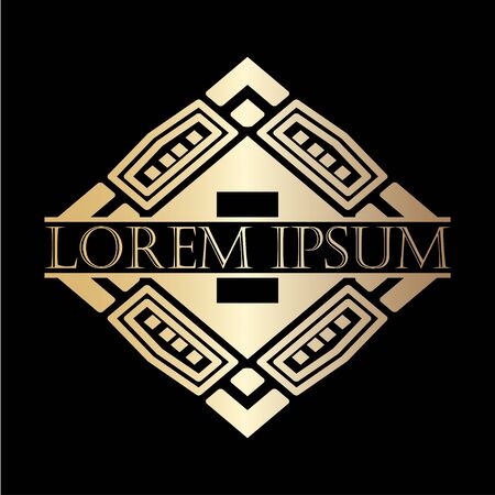 Luxury vintage art deco golden vector frame. Label for logo, badge for club, bar, cafe, restaurant, hotel, boutique.のイラスト素材