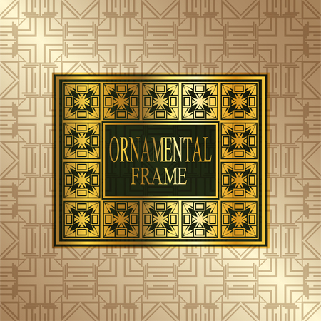 Luxury ornamental background with golden frame. Template for design. Vector illustration eps10のイラスト素材