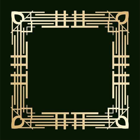 Vintage retro border and frame in Art Deco style. Template for your design. Vector illustration eps10のイラスト素材