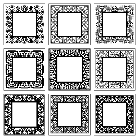 Vintage frames set with place for text. Template for design. Vector illustrationのイラスト素材