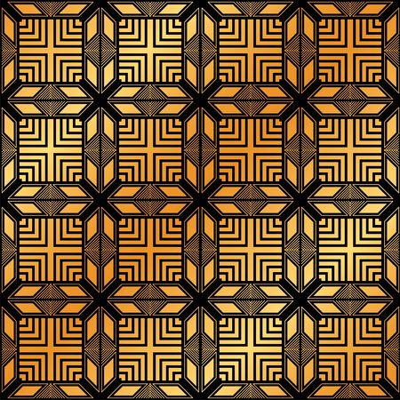 Abstract geometric golden seamless pattern. Vector illustrationのイラスト素材