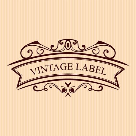 Vintage calligraphic label. Ornate logo template for design of invitations, greeting cards, banners, posters, placards, badges, hotel, restaurant, business identity. Vector illustration.のイラスト素材