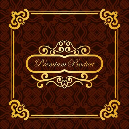 Vintage luxury background with retro elements, label, icon and frame for design of packaging luxury products. Vector illustrationのイラスト素材