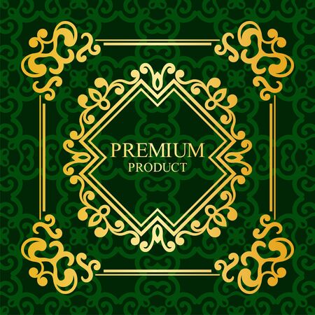 Vintage luxury background with retro elements, label, icon and frame for design of packaging luxury products. Vector illustrationのイラスト素材