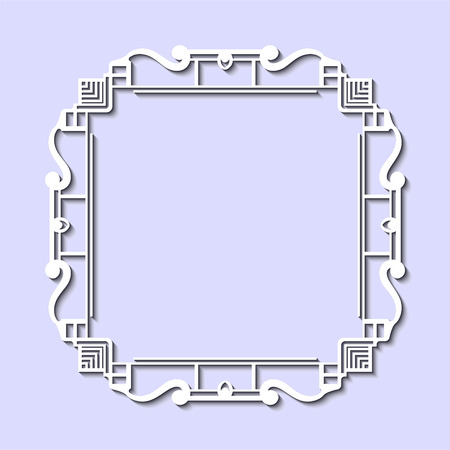Vintage retro white frame in art decor style. Template for design.のイラスト素材
