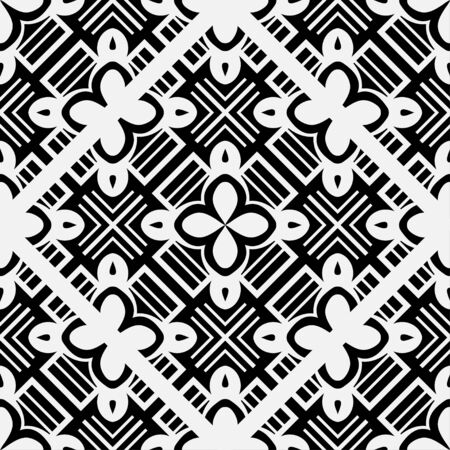 Abstract geometric seamless black and white pattern. Template for design. Vector illustration.のイラスト素材