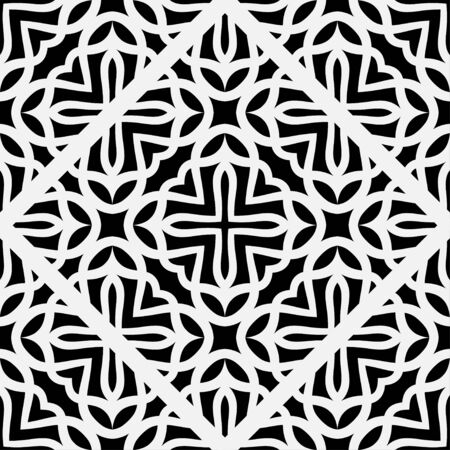 Abstract geometric seamless black and white pattern. Template for design  Vector illustrationのイラスト素材