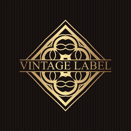 Vintage ornamental retro golden label. Template for design. Vector illustrationのイラスト素材