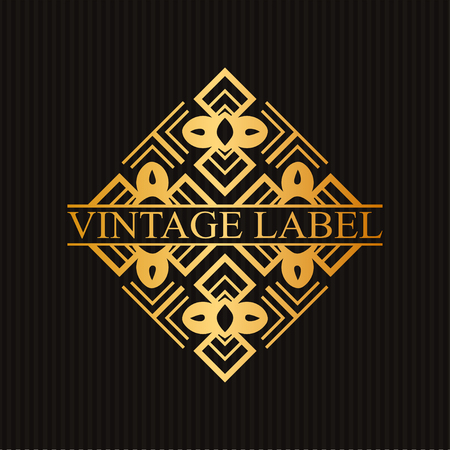 Vintage ornamental retro golden label. Template for design. Vector illustrationのイラスト素材