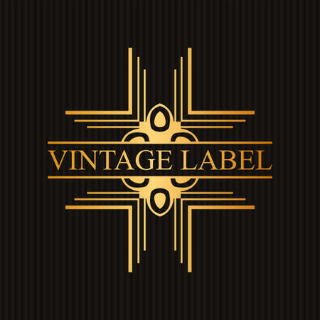 Vintage ornamental retro golden label. Template for design. Vector illustrationのイラスト素材