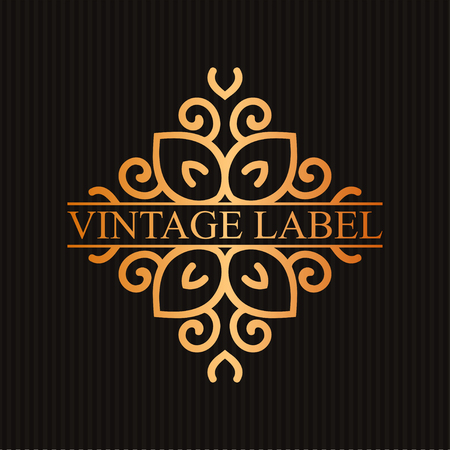 Vintage ornamental retro golden label. Template for design. Vector illustrationのイラスト素材