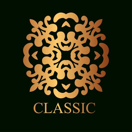 Vintage ornamental golden logo template with text. Vector illustrationのイラスト素材