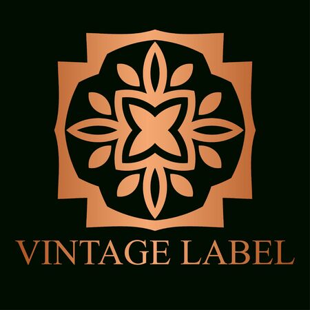 Vintage ornamental golden logo template with text. Vector illustrationのイラスト素材