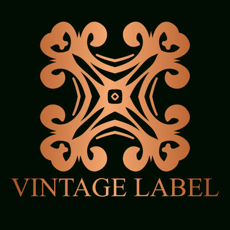 Vintage ornamental golden logo template with text. Vector illustrationのイラスト素材