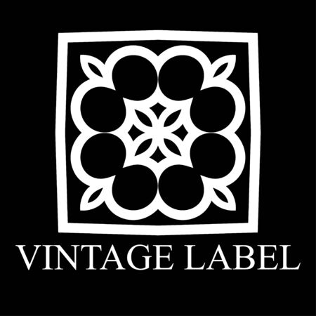 Vintage ornamental white logo template with text Vector illustrationのイラスト素材