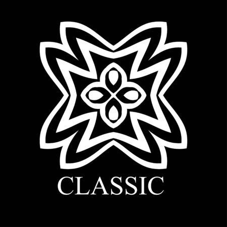 Vintage ornamental white logo template with text. Vector illustrationのイラスト素材