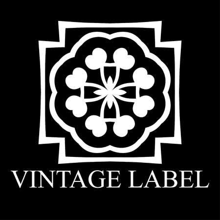 Vintage ornamental white logo template with text Vector illustrationのイラスト素材