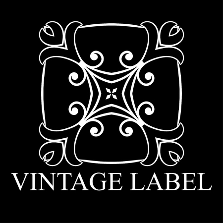 Ilustración de Vintage ornamental white logo template with text. Vector illustration - Imagen libre de derechos